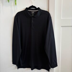 Adidas Gold ClimaLite Black Long Sleeve Performance Polo Men's Size Large